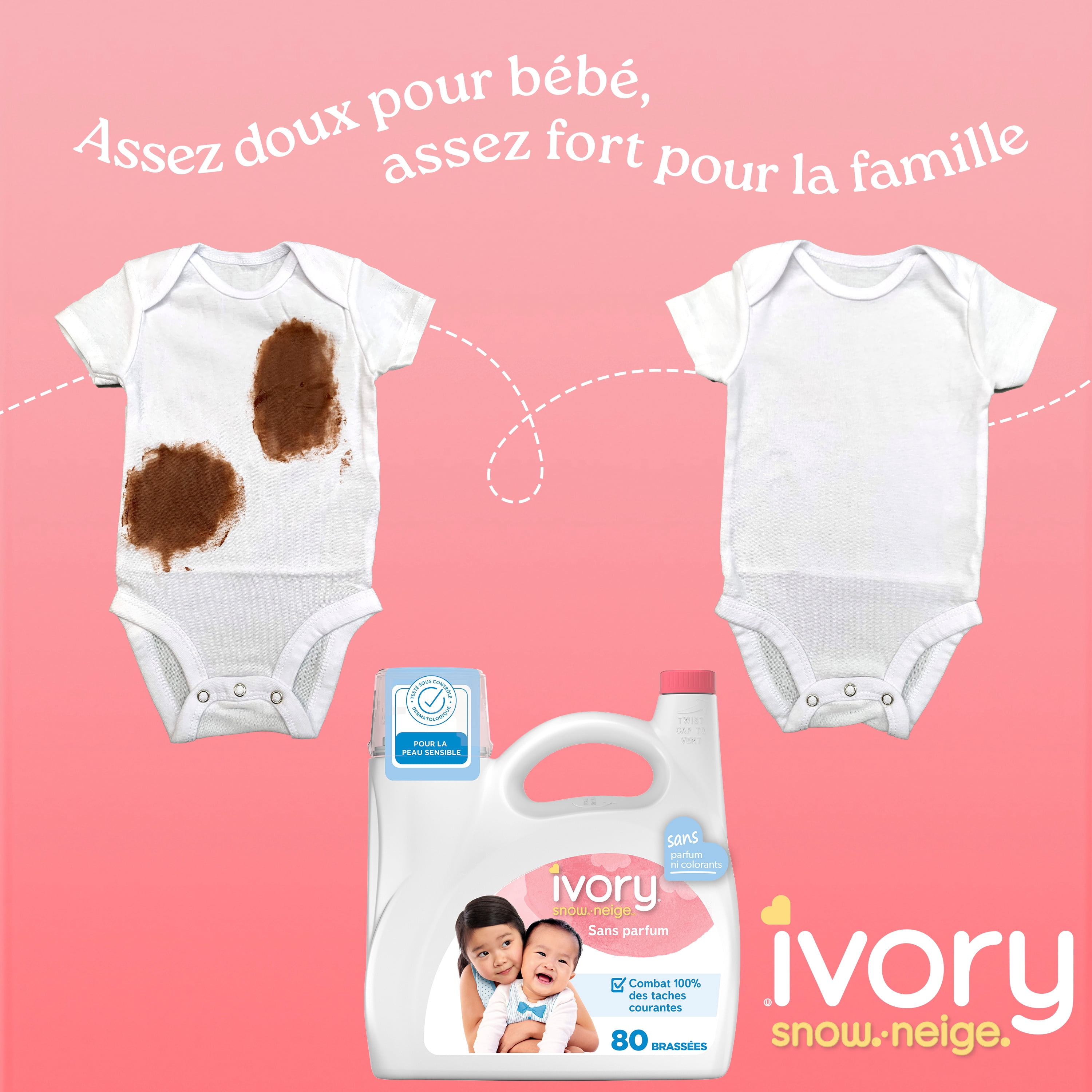Ivory Snow Free Liquid Laundry Detergent, 3.2 L, 80 Loads, Laundry Detergent for Sensitive Skin, Dermatologist tested