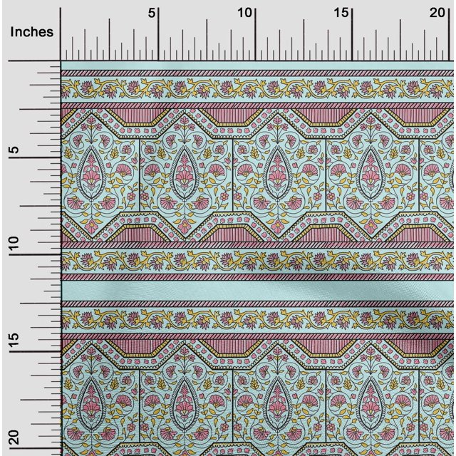 oneOone Silk Tabby Fabric Leaves & Floral Block Decor Fabric Printed BTY 42 Inch Wide