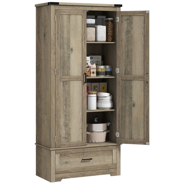 HOMCOM Armoire de Rangement de Cuisine de 69 Pouces de Hauteur avec Tablettes Ajustables, Gris