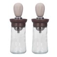 thumbnail image 1 of 2pcs Oil Container with Silicone Brush Oil Dispenser Bottle for Kitchen Grilling Baking Cooking Brown, 1 of 14