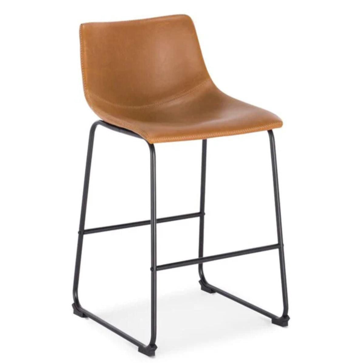 Heavenly Collections Tabourets de Bar Modernes en Similicuir pour Cuisine, Fauve, Style Mid-Century