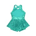 thumbnail image 4 of Hansber Robe de Danse Jazz Latine pour Filles, Sequins, Dos Ouvert, Justaucorps de Ballet, Performance de Scène, Vert Lac 8, 4 of 5