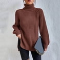 thumbnail image 4 of Yuyuzo Womens Winter Fall Sweater Solid Color Turtleneck Cable Knit Long Sleeve Sweaters Pullover Tops, 4 of 6