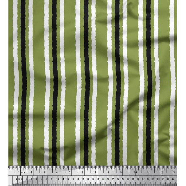 Soimoi Rayon Fabric Stripe Block Fabric Prints by Yard 56 Inch Wide