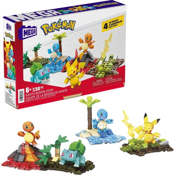 MEGA Pokémon Building Toy Kit Kanto Region Team with 4 Figures (130 Pieces), Ages 8 and up, Plastic