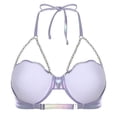 thumbnail image 4 of Eandarui Womens Shell Bikini Tops Glitter Pearl Chest Chains Halter Summer Beach Rave Party Bra Top Purple M, 4 of 6