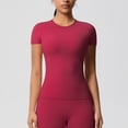 thumbnail image 2 of Yuyuzo Womens Workout Tops Short Sleeve Yoga Running Cropped Basic Tees Crewneck Athletic Tight T Shirts, 2 of 6