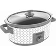 thumbnail image 1 of BLACK+DECKER Slow Cooker | 7 Quart (8+ Servings) | Dishwasher Safe | Geometric Pattern | White | SC1007D, 1 of 8