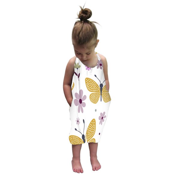 EGNMCR Barboteuses pour Enfants Combinaison Bébé Poches Été Décontracté Barboteuses Enfants Mignon Bretelles Pantalon Tout-Petit Enfant Barboteuses