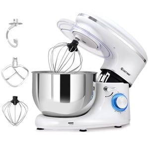 Costway Mélangeur de stands pour aliments électriques 6 Régime 6.3Qt 660W Bol en acier inoxydable Tilt-Head