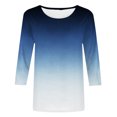 thumbnail image 4 of Pompotops Femmes Mode Col Rond Imprimé Dégradé Manches Trois-Quarts Hauts Blouse Chemise en Solde, 4 of 5