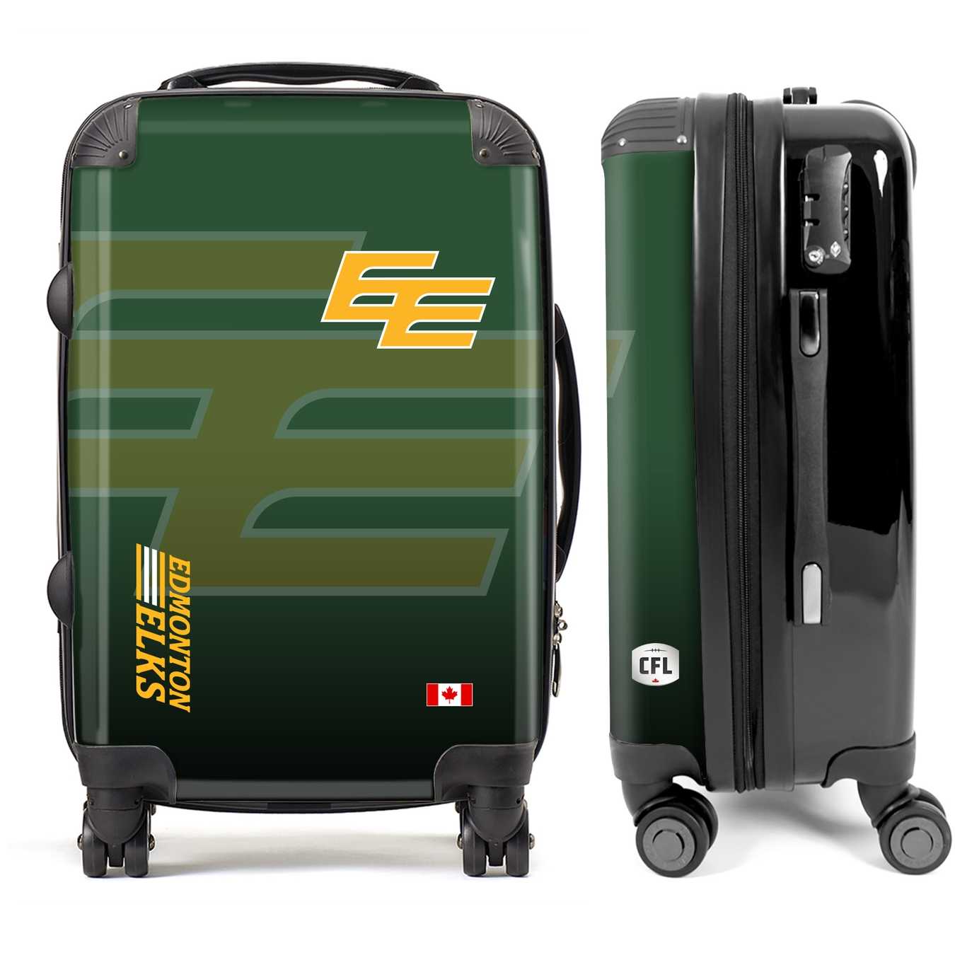 Edmonton Elks Vertical Wordmark Luggage, Carry-on Suitcase, 360° Spinner Carry-on, Custom Luggage, Luggage Set, Travel, TSA Lock
