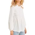 thumbnail image 4 of Femmes Plissée Ourlet Lanterne Manches Longues Hoodie de Couleur Unie, 4 of 6
