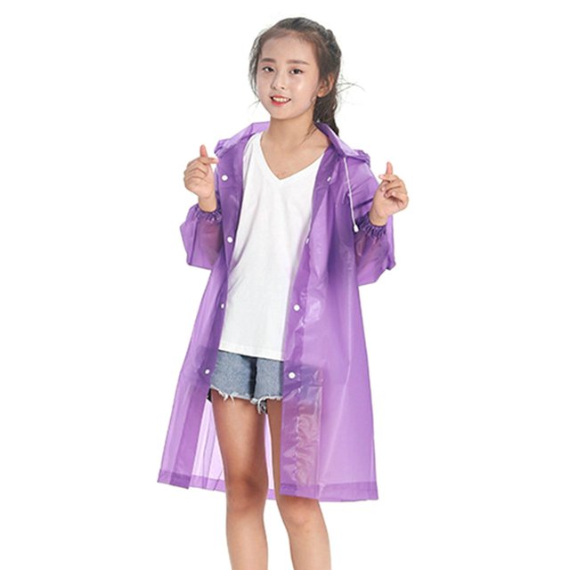 1 Pcs Imperméable Transparent pour Enfants Garçons Filles en EVA avec Capuche pour Extérieur
