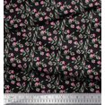 thumbnail image 3 of Soimoi Black polyester Crepe Fabric Leaves & Azalea Floral Print Sewing Fabric Yard 52 Inch Wide, 3 of 3
