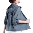 thumbnail image 1 of TACILIP Vestes Courtes de Protection Solaire pour Femmes Grande Taille à Fermeture Éclair, Chandail à Capuchon à Manches Longues, Vestes d'Automne, Manteau Décontracté et Tendance, Vestes d'Extérieur avec Poches, Vêtements d'Automne pour Femmes, 1 of 3