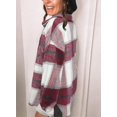 thumbnail image 2 of ORUYROP Womens Long Sleeve Plaid Shirts Flannel Lapel Button Down Shacket Jacket Coats, 2 of 6