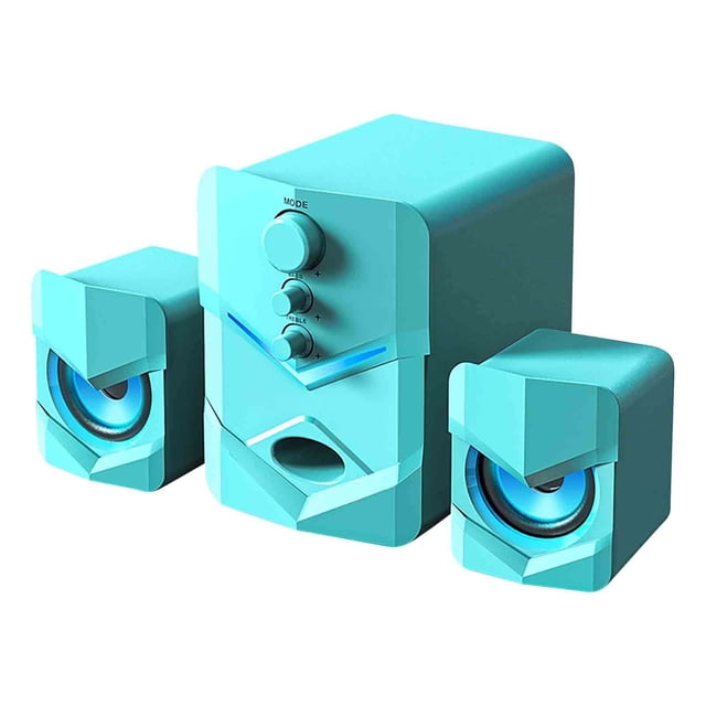 Blue Computer Speakers Desktop Usb Powered Stereo Sound System 3.5Mm Audio Aux Connection 5W Amplifier Portable Mini Home Pc Speakers Blue