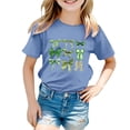 thumbnail image 4 of T-shirts Filles Été Col Rond Manches Courtes Imprimé Nœud Papillon Coupe Décontractée Basiques Hauts Filles Bleu Clair 12-13 Ans, 4 of 4