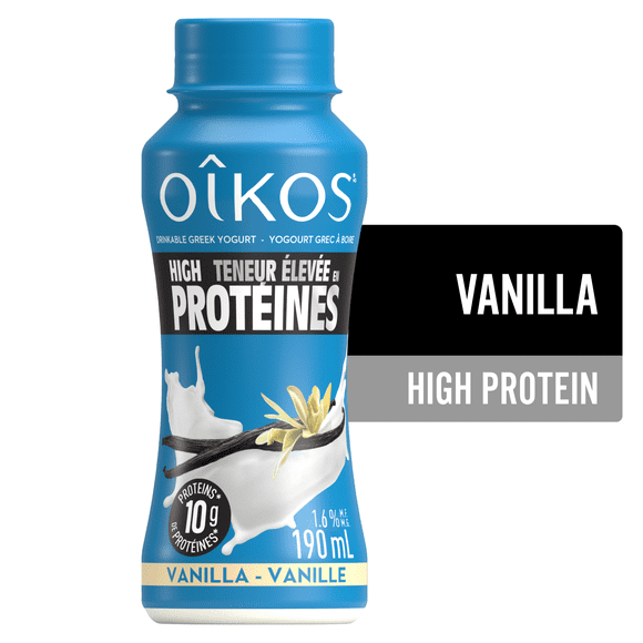Oikos Greek Yogurt Drink, Vanilla, High Protein, 190ml