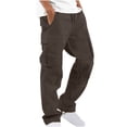 thumbnail image 2 of RKSTN Cargo Pants for Men Drawstring Solid Color Casual Multiple Pockets Trousers Outdoor Fitness Pants with Pockets, 2 of 5
