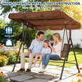 thumbnail image 3 of YUSAZENS 3-Seat Outdoor Patio Swing Chair with Adjustable Canopy Heavy Duty Steel Frame Built-in Cup Holders Pivot Storage Table for Garden Backyard Lawn Front Porch Brown, 3 of 7