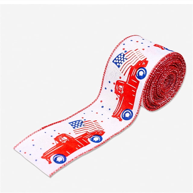 yulier 4th of July Patriotic Ribbons Stripe Star Wired Ribbon American Flag Ribbon for Independence Day