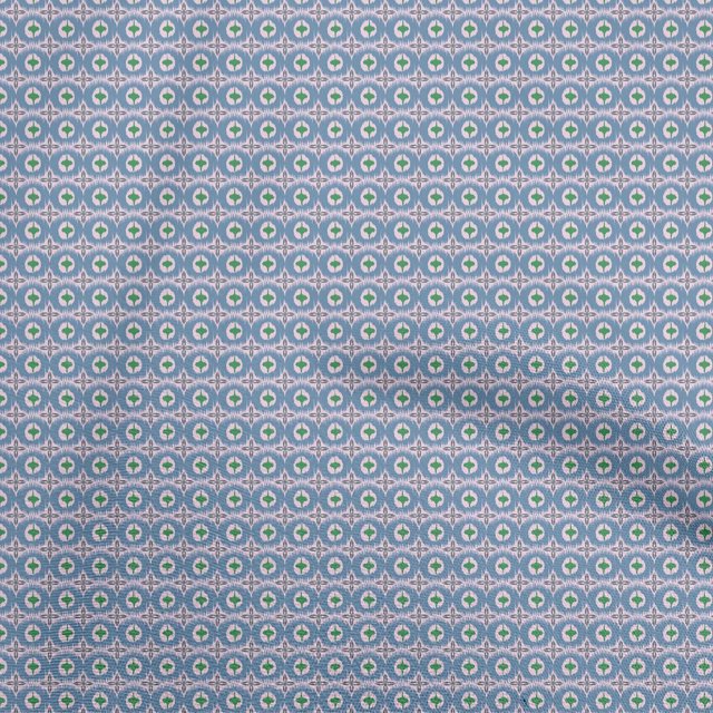 oneOone Polyester Lycra Blue Fabric Asian Ikat Fabric For Sewing Printed Craft Fabric By The Yard 56 Inch Wide
