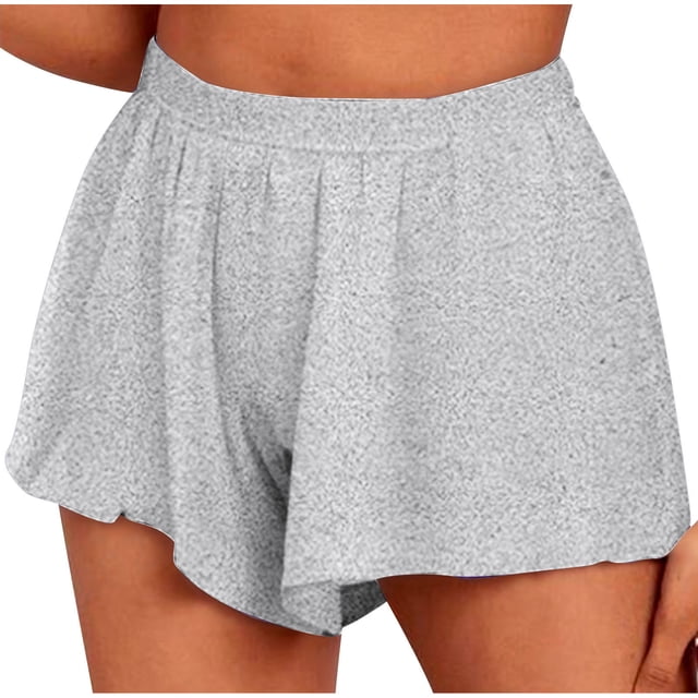 Timegard Shorts for Women Elastic Waisted Ruched Comfy Solid Color Shorts Summer Casual Loose Shorts