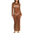 thumbnail image 2 of FcBaudy Robe Sans Manches à Col Rond Robe Femme à Perles Robes d'Été pour Femmes UK Robe Longue Maxi pour Femmes Robe de Plage Couvre-Maillot de Bikini Robe à Manches Longues Ajourée en Maille Transparente Robe Maxi Robe Femme, 2 of 3