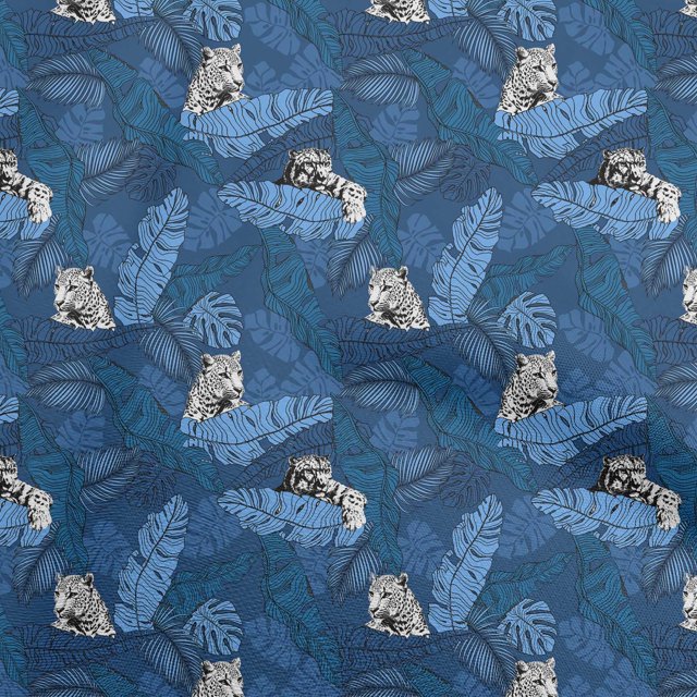 oneOone Viscose Jersey Medium Blue Fabric Tropical Sewing Craft Projects Fabric Prints By Yard 60 Inch Wide