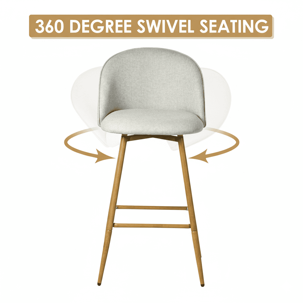 Ensemble de 2 tabourets de bar modernes Homy Casa avec revêtement en tissu - Hauteur d'assise réglable de 66 cm (26 po) - Idéal pour îlot de cuisine