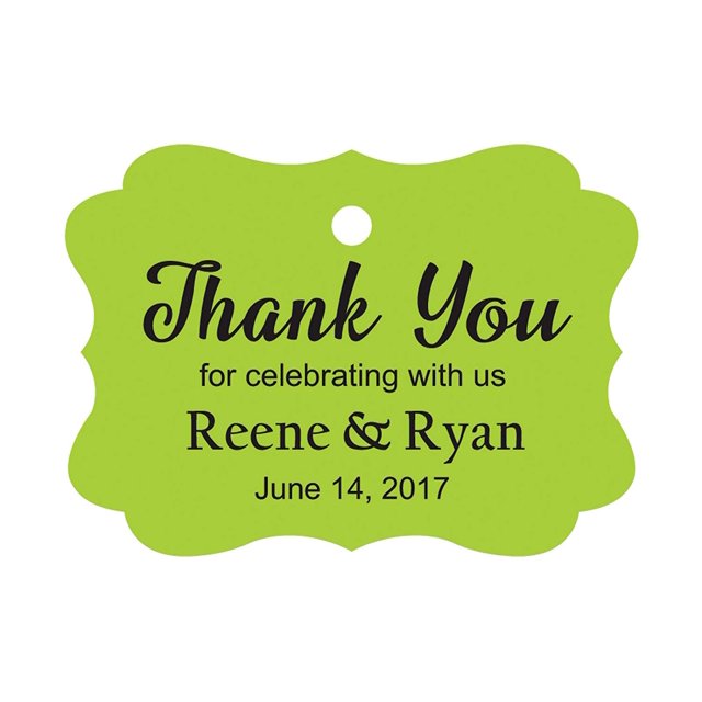 100 PCS Custom Wedding Favor Hang Tags Thank you for celebrating Personalized Paper Tags