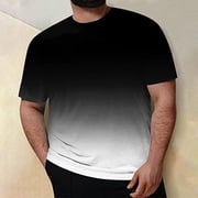 Men's Big and Tall T Shirts, Short Sleeve Graphic Tee with Gradient Print, Casual Summer Polyester Blend Shirt for Outdoor Comfort
