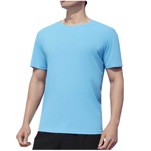 Dagugfen Hauts pour Hommes Été Manches Courtes Col Rond Léger Décontracté T-Shirts Basiques Couleur Unie