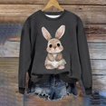 thumbnail image 2 of Penkiiy Chemises de Pâques pour Femmes 2024 Manches Longues Mignon Lapin Col Rond Chandail en Molleton Graphique Lapin Décontracté Été Blouse Tunique Hauts m Gris, 2 of 6