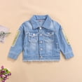 thumbnail image 2 of Kid Girls Ripped Denim Jackets Coats Long Sleeve Sequin Patchwork Button Down Coats Outerwear Blue 9-10 Years, 2 of 8