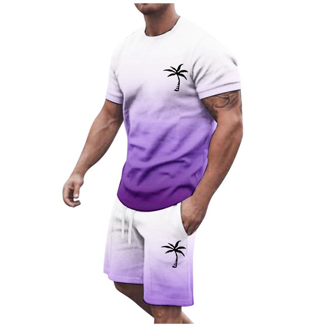 SHIXIAOO Men's Summer Tracksuit Plus Size Short Sleeve O Neck Athletic Suit Casual Color Block Drawstring Waist Tracksuit Set Suit Jacket for Big and Tall Men Surfing Suits for Men