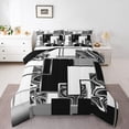 thumbnail image 1 of YST Abstract Geometric Down Comforter Full Black White Grey Marble Grid Bedding Set Silver Gray Stripe Check Comforter Setfor Kids Adults,Geometry Square Quilt Set Modern Room Decor, 1 of 6