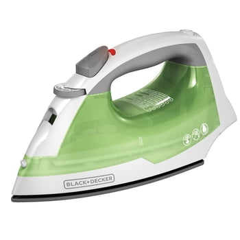 Fer à repasser compact BLACK+DECKER Easy Steam pour vêtements, vapeur intelligente, 1200 W, semelle antiadhésive True Glide, arrêt automatique, système anti-gouttes, vert et blanc