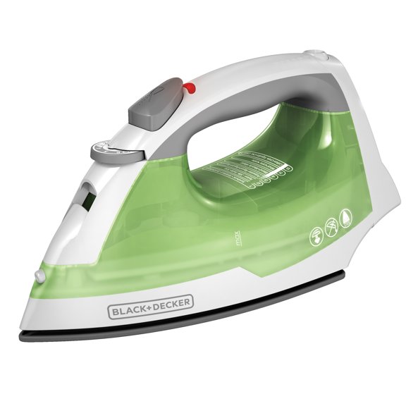 BLACK+DECKER Easy Steam Compact Iron for Clothes, Smart Steam, 1200W, True Glide Nonstick Soleplate, Auto Shut-off, Anti-Drip, Green & White