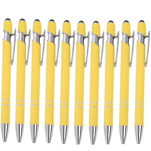 Maplenight Aluminum Ballpoint Pen with Touchscreen Tip - Metal Body, 1.5g Ink, 10pc Set for Business, Student Writing, and Screen Use Yellow