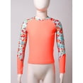 thumbnail image 4 of Riismen Kids Girls UPF 50+ Long Sleeve Swim Shirt Sun Protection Rash Guard Beach Tops Swimming Bathing Suits Orange 8, 4 of 7