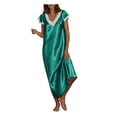 thumbnail image 1 of Robe à Manches Courtes Femmes Manches Courtes Col en V Tenue d'Intérieur Pyjamas Longue Robe Chemises de Nuit Vêtements de Nuit, 1 of 7