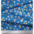 thumbnail image 3 of Soimoi Blue Georgette Viscose Fabric Direction Compass,Map & Airplane Travel Print Sewing Fabric Yard 42 Inch Wide, 3 of 3