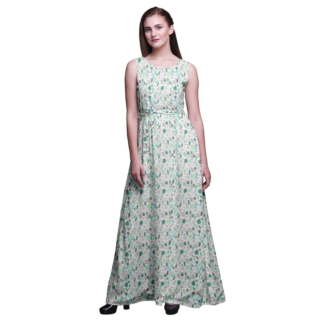 Bimba Robe de Soirée Imprimée à Col Rond pour Femmes, Sans Manches - Xxx-Grand