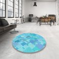 thumbnail image 4 of Ahgly Company Tapis d'Intérieur Lavable à la Machine, Carré, Transitionnel, Turquoise Vif Bleu, Tapis de Zone, 6 Pieds Carré, 4 of 7