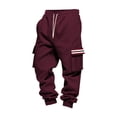 thumbnail image 4 of Ceisia Men Solid Color Loose Casual Pants Elastic Waist Drawstring Sports Gift Work Trousers, 4 of 9