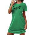 thumbnail image 1 of Mrat Pyjama à Boutons Femme Chemise de Nuit pour Femme Tenue de Nuit Manches Courtes Chemise de Nuit Décontractée Imprimée Robe de Nuit Ample Confortable Pyjama S-80 Vert TTG, 1 of 6