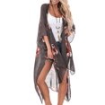 thumbnail image 4 of Nouveaux Hauts pour Femmes 2023 Grande Taille Mode Décontractée Couleur Unie Bouton Imprimé Manches Longues Col Rond Hauts Chemise à Manches Longues pour Femmes, 4 of 9